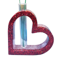 Epoxy Resin Red Heart Shaped Vase With 2 Berry Stems And 1 Plastic Tube Limited Edition Heart Vase Handcrafted Epoxy Resin Masterpiece Perfect Decor Idea ,Unique Gift  , Romantic Decor ,Valentine's Day Gift, Anniversary Gift. 
