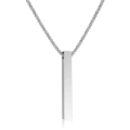 Pack of 2, Silver and Black Vertical Bar Pendant Necklace for Boys n Girls. 