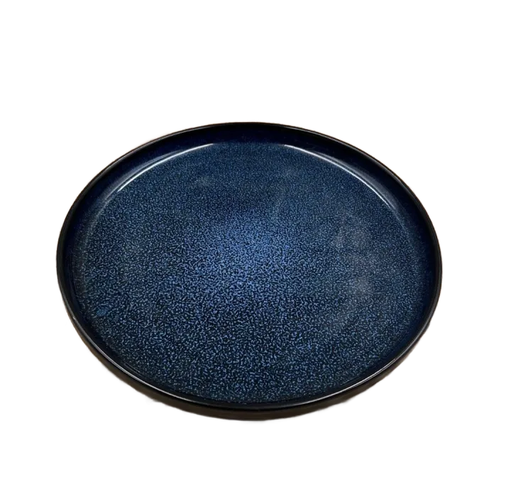 Star Blue 8-Inch Round Ceramic Serving Plate – Retro Dinner Plate for ...
