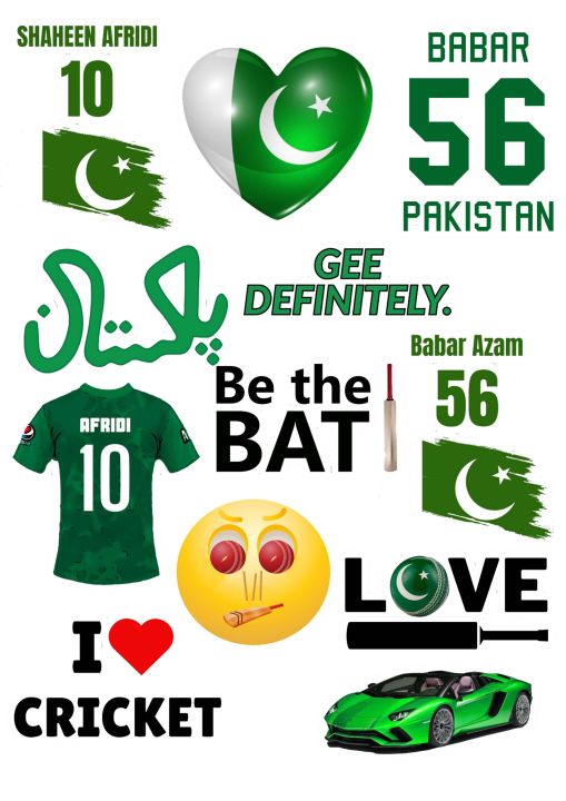 Cricket stickers for laptop, mobile back, notebook, diaries, watterbottle etc Pack of 12, 3 x 2 inch stickers