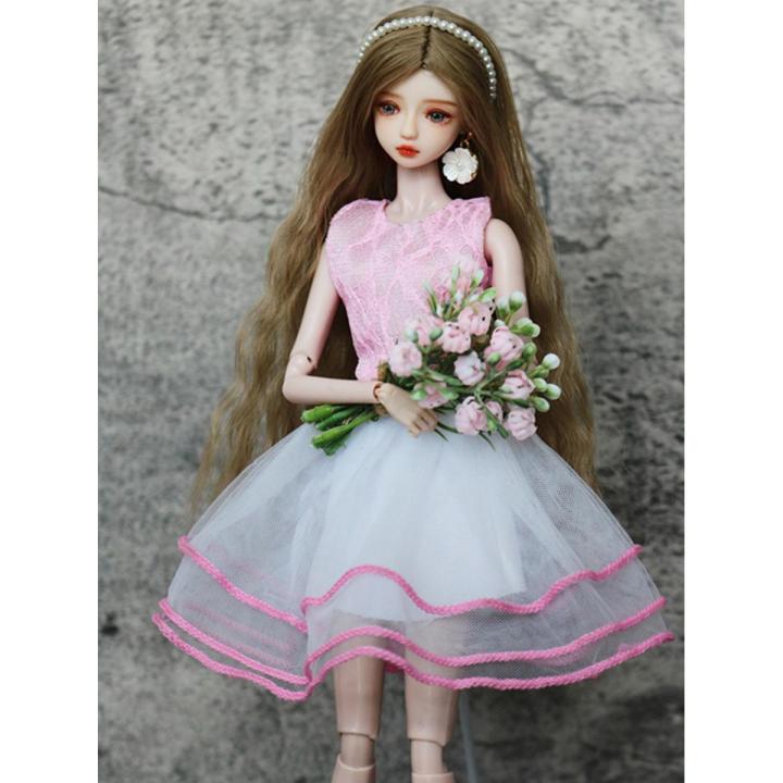 Pink lace dress / ballet dress skirt 30cm doll clothing summer wear outfit For 1/6 Xinyi FR ST mengfan Barbie Doll clothes