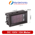 DC volt amp meter Digital Display DSN-VC288 100V 10A Panel Mount Meter DC VA Meter Red Blue Display (wires included). 