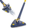 360 Triangle Cleaning Mop - Rotating Microfiber Hands Free Twisting Wringing & Drying Flat Floor Mop Head For Wet or Dry Floor Cleaning, Ceiling, Window, and Wall. 
