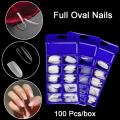 100pcs Oval  Shape  Transparent Color Artificial Nails  Nails kit Acrylic Nails Transparent Artificial nail With Glue. 