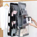 Hanging Handbag Purse Organizer,Breathable Polyester Fiber+PVC Handbag Organizer,6 Easy Access Pockets,Wardrobe Closet Space Saving Organizers. 