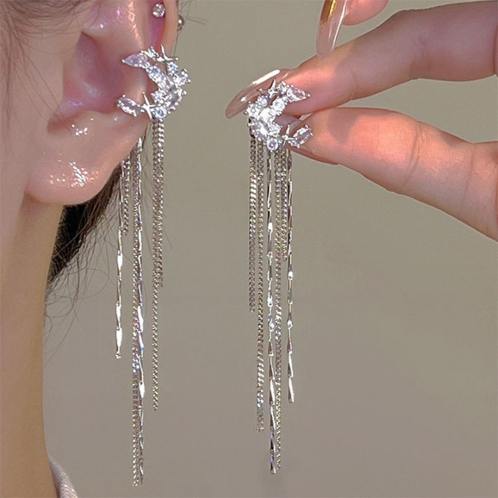 【Prices are low- Now don't beslow】Fahion hy Zircon tar Tael Ear Clip Piercg Earrg Trendy GJCUTE