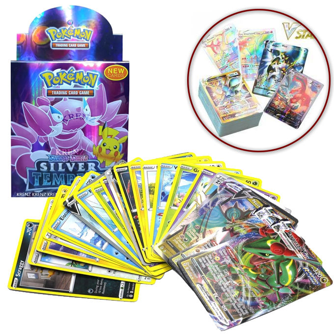 52 Pc Pokemon Silver Tempest Trading Cards Game - Sword & Shield Edition Game - 52 pc Anime Cartoon Pokemon English Version Tcg Card For Fans Collection Multicolor Cards Pack - Random Card