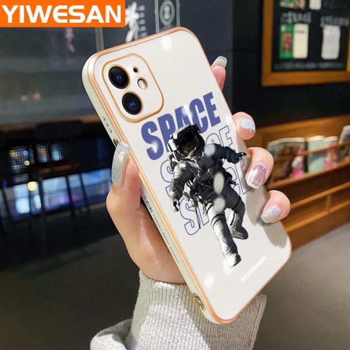 YIWESAN For IPhone 12 Mini Case Fashion Tide Space Nasa New Design Phone Cases Pattern Silicone Casing Full Back Cover Camera Shockproof Protection Softcase
