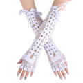 Floral Lace Gloves Elbow Length Gloves Half-Finger Gloves Fingerless Fishnet Mittens Dance Party Gloves. 