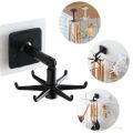 360 Degrees Adhesive Hook Kitchen Bathroom Storage Hanger Wall Hanging Cabinet Shelf Rotating Folding Hooks Foldable Rotatable Mounted Organizer Holder Moisture Proof Swivel Seamless Hangers Mount Adhesive Strong Bearing Manual Detachable. 