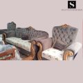 Sultan furniture's- 5 seater bridal sofa set- in dark brown colour with deco on carving. 