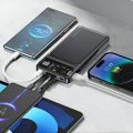 Rock 66W Super Fast Charge 20000mAh Type C Power Bank with Warp Charge, LED Display - PD & iPhone Compatible White. 