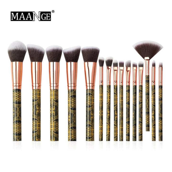 MAANGE 15pcs Professional Makeup Brushes Set Kit Foundation Blush Lip Eyeliner Eye Shadow Face Powder Brush Set For Cosmetic