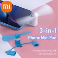 3 IN 1 Portable Mini Fan Mobile Cell Phone Fan For Iphone Lighting Xiaomi Sansmung Android Type C Micro USB Small Fan Attachment. 