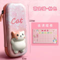 Adorable 3D Pencil Case Stationery Organizer School Supplies for Girls EVA Pink Pen Pouch Holder Kawaii Eraser Bag Squishy Cat. 