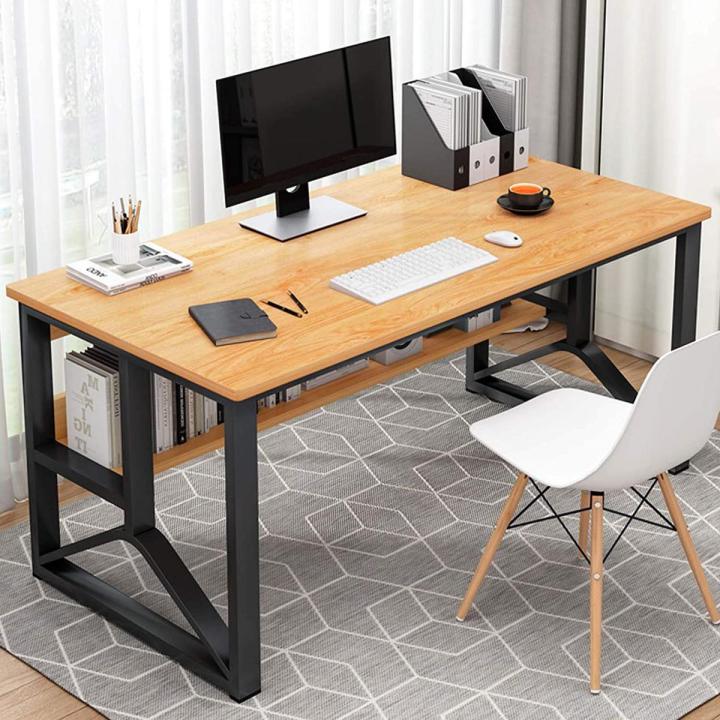 Computer Desk PC Desk Laptop Table Workstation with Storage Bookcase ...