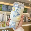 400ML Sanrio Hello Kitty Water Bottle Transparent Straw Water Bottle Diy Anime Kuromi Cinnamoroll Plastic Cups Thing Gift. 