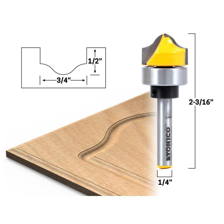 3/4inch Faux Panel Tools DIY Ogee Groove Router Bit - 1/4" Shank - Yonico 14978q