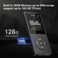 Mp3 Player with FM Radio and Voice Recorder, Ultra Slim Music Player with Video Play Text Reading and Build-in Speaker Support up to 128GB, Music Earphone Included (Black). 