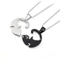 Yin Yang Cat Couple Necklaces Stainless Steel Animal Pendant Necklace Heart Couples Friendship Jewelry For Lovers Best Friends. 