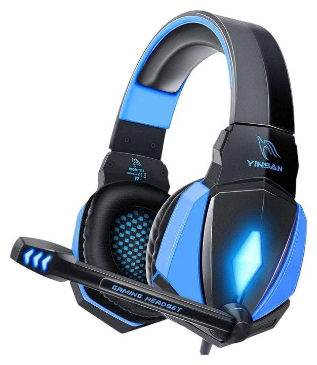 YINSAN TM-3 Gaming Headphones Headset with Mic for Smart Phone, Laptops,Mac, iPad Xbox One PS4 Switch and PC/Surround Sound, Over-Ear Stereo Bass Headphones with Noise Cancelling Mic, LED Lights, Volume Control, K20 Series PRO Black