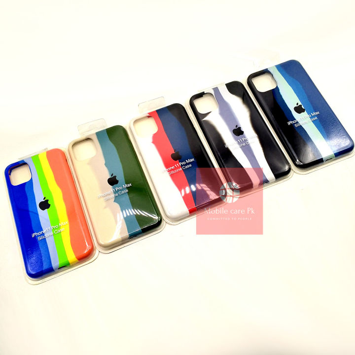 Apple iPhone 11 Pro Max Back Cover Multicolour Soft Rainbow Style Silicone Case For iPhone 11 Pro Max