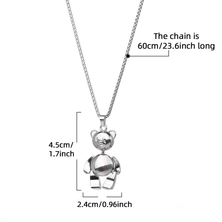 New Necklace With Movable Limb Cartoon Cute Couple Bear Necklace Female Teddy Bear Pendant Necklace