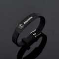 Black Stainless Steel Silicone Medical Alert Bracelet DIABETIC EPILEPSY SOS Bracelets Engraving Wristband For Men. 