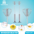 Whisker Beater, Semi-Automatic Whisker, Rotating Mixer Self Turning Egg Stirrer, Stainless Steel Kitchen Utensil for Eggs, Milk, Cream, Bread and Cake Kitchen Tools By TINTED HEAVEN. 