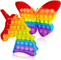2 Packs Pop Bubble Fidget Sensory Toys, Figit Set Silicone Cute Figetget Popit Toys Satisfying Autism Special Needs Anxiety Stress Reliever, Pop Cheap Rainbow Unicorn Butterfly Game It For Kids. 