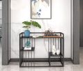 New Console Table in Golden Finish Modern Console Table with Storage shelf  Marble effect Tabletop & Metal Frame. 