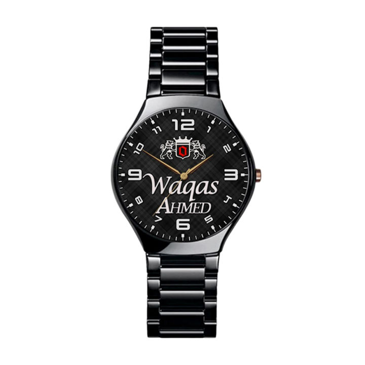 Customize Name Good Quality Black Chain Watch