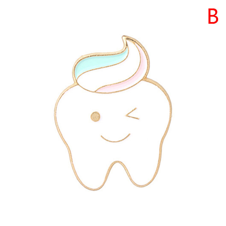 Toothbrush Pin Tooth and Toothbrush Enamel Pins Wink Smile Tooth Brooches Dentist ...