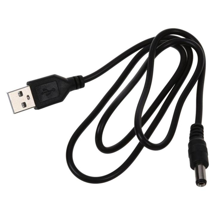 USB Cable 5.5mm / 2.1mm 5V DC Barrel Jack Power Cable (Black, 75cm)