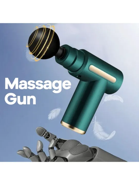 Deep Tissue Massager Gun Facial Muscle Fitness Chargeable–Leg & Full Body Relaxation Machine for Unisex, Imported Powerful Massage Gun, USB Cable Rechargeable Vibrator Massage Machine, Pain Relief & Improved Circulation–6 Speed Levels with 4 Massage Heads