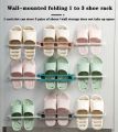 Bathroom Accessories 3 in 1 Wall Mounted Foldable Shoe Holder Slippers Rack - Plastic - 1 Pc. 