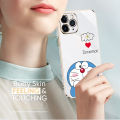 Hontinga for OPPO A54/A54 2021 Back Cover（Free Lanyard）Luxury 6D Plating Grinning Cartoon Cat Side Pattern Case Soft Silicone Square Mobile Cover. 