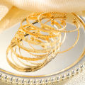 Enacolor 7Pcs/Set Vintage Gold Metal Exaggerate Multi-layered Argyle Bracelet Set Women Bangles Wholesale. 