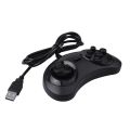 Gamepad Wired 6-Key Usb Game Controller Joypad For Sega Genesis / Md Pc / 2 Y1301 / Mac Mega Drive Black Plastic. 