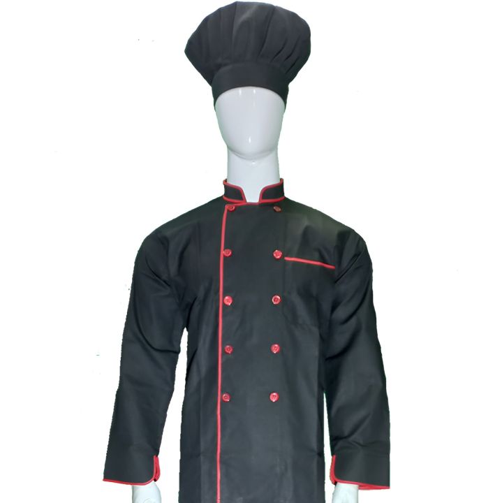 DS.pk Uniform Black Chef Jacket Pakistan with Chef Cap | Daraz.pk