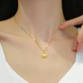 Korean Fashion Shell Pearl Necklace for Women Stainless Steel Creative Copper Micro -inlaid Marine Banquet Wedding Jewelry Gift. 