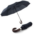 WOODEN HANDLE AUTOMATIC COMPACT FOLDING UMBRELLA. 