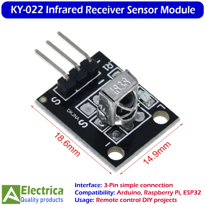 KY-022 Infrared Receiver Sensor Module for Arduino, Remote Control & DIY Electronics Projects by Electrica