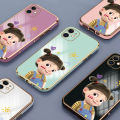 ZeroQiQi for Tecno Spark Go 2020 / Spark 6 Go Back Cover Cute Girl Luxury 6D Plating Case Side Pattern Soft Silicone Square Mobile Phone Cases + Free Lanyard. 