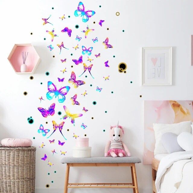 Butterfly Wall Sticker Glow in the Dark Luminous 3D Butterfly Stickers DIY Wall Sticker 3D Art Mural for Decorations