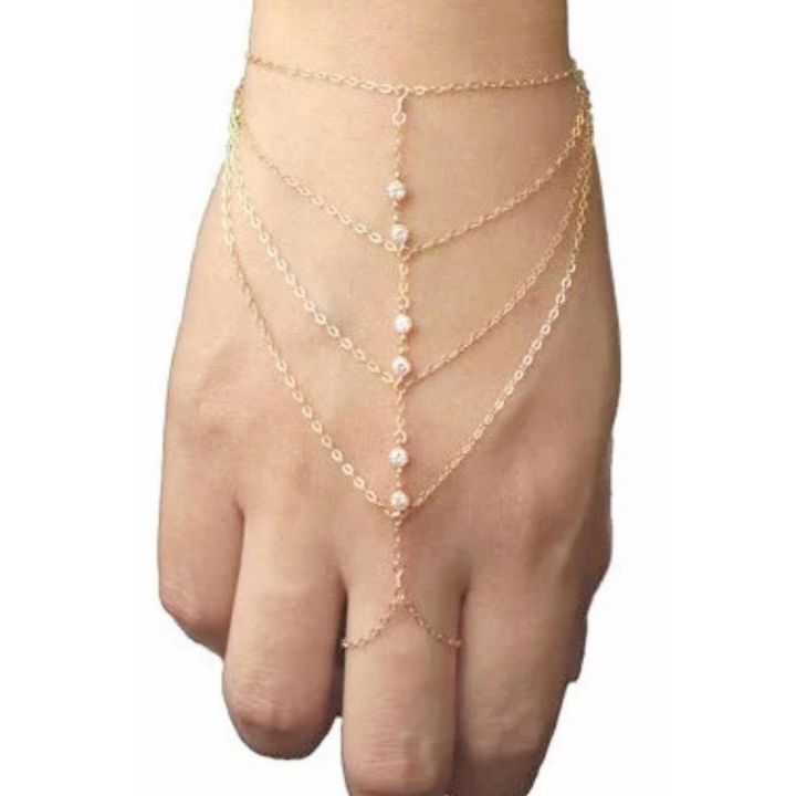 New Fashion Golden Bracelet with Chain ring