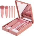 Set of 5 Mini Travel Makeup Brush Full Set Easy to Take Function Makeup Brush with Mirror. 
