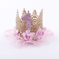 1st Birthday Crown Hat Flower Princess Crown Headband One Year Baby Girl Happy Birthday Party Hats Child Baby Shower Decoartion. 