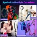 RGB LED Ring Light MJ26, MJ33, MJ36, MJ45 LED Soft Multi Colors Ring Light With Tripod Stand Phone Clip Colorful Photography Lighting. 