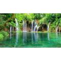 Al Ghani Enterprise 2 X 1 Feet Printed Beautiful Jungle Water Fall Green Natural VIEW Self Adhesive Vinyl Wall Sticker  DECORATION For Home living room bed room drawing room Children room green Color. 